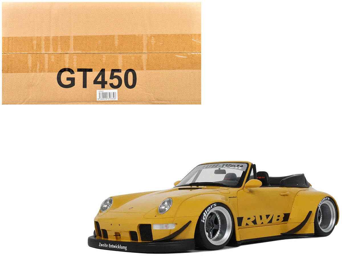 2023 Porsche 911 RWB Body Kit Yellow with Black Stripes 1/18 Model Car by GT Spirit-4
